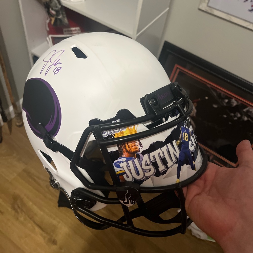 Justin Jefferson Autograph full size helmet